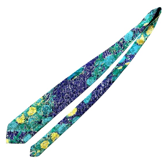 Brioni Italy Mens 100% Silk Tie Abstract Colorful Artsy Blue Green Print - Picture 3 of 6